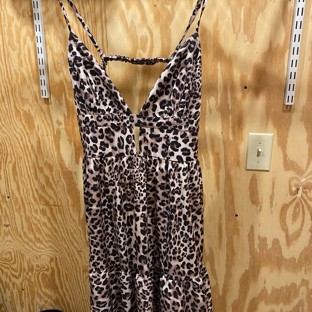 SHEIN Brown Black Sundress Sleeveless Plunge